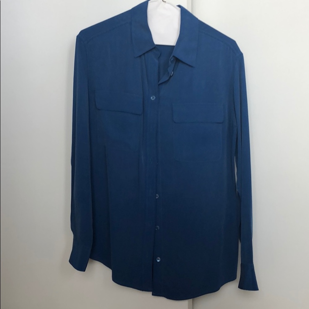 Equipment silk blouse-beautiful blue color